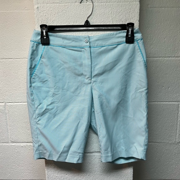 Greg Norman Seafoam Blue Bermuda Shorts with Tailored Fit for Summer - Picture 1 of 4